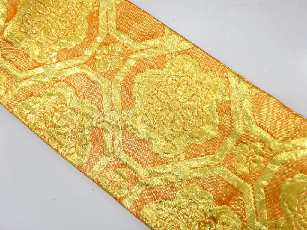 JAPANESE FUKURO OBI / SAGANISHIKI / WOVEN FLOWER SHOKKO PATTERN